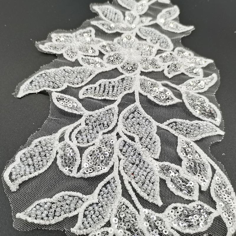 Bead Embroidery Sequined Beaded Lace Flower Patch Applique Wedding Dress Children'S Clothing Diy Lace Decoration Accessories
