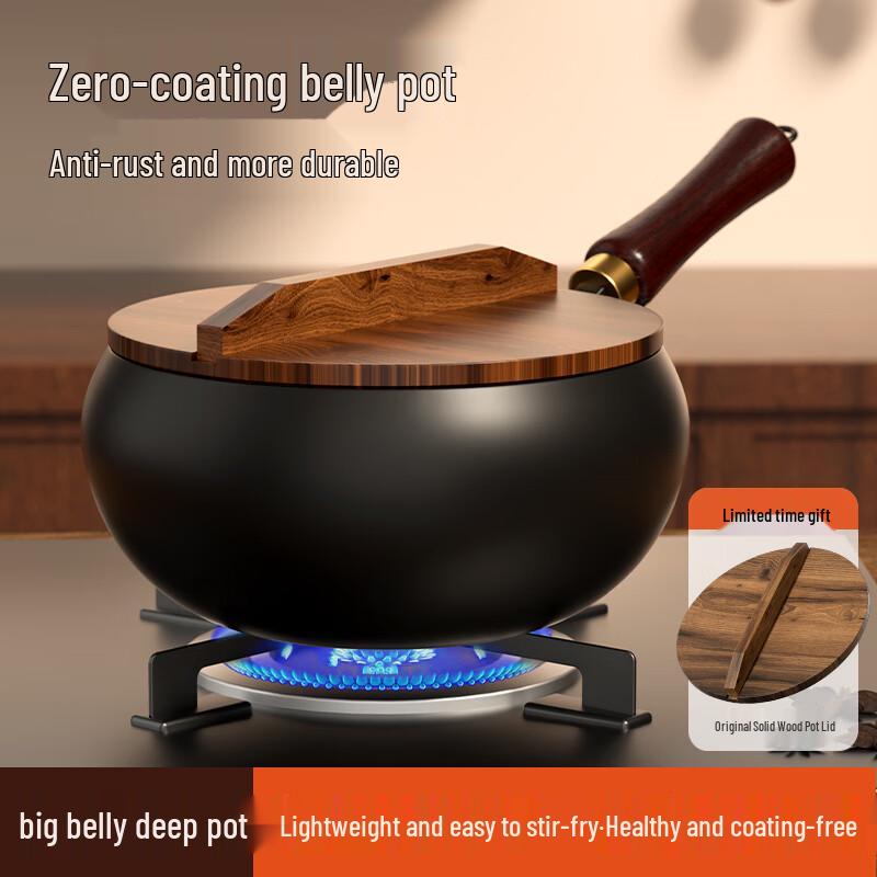 Midea 26cm Fine Iron Non-Stick Flat Bottom Wok