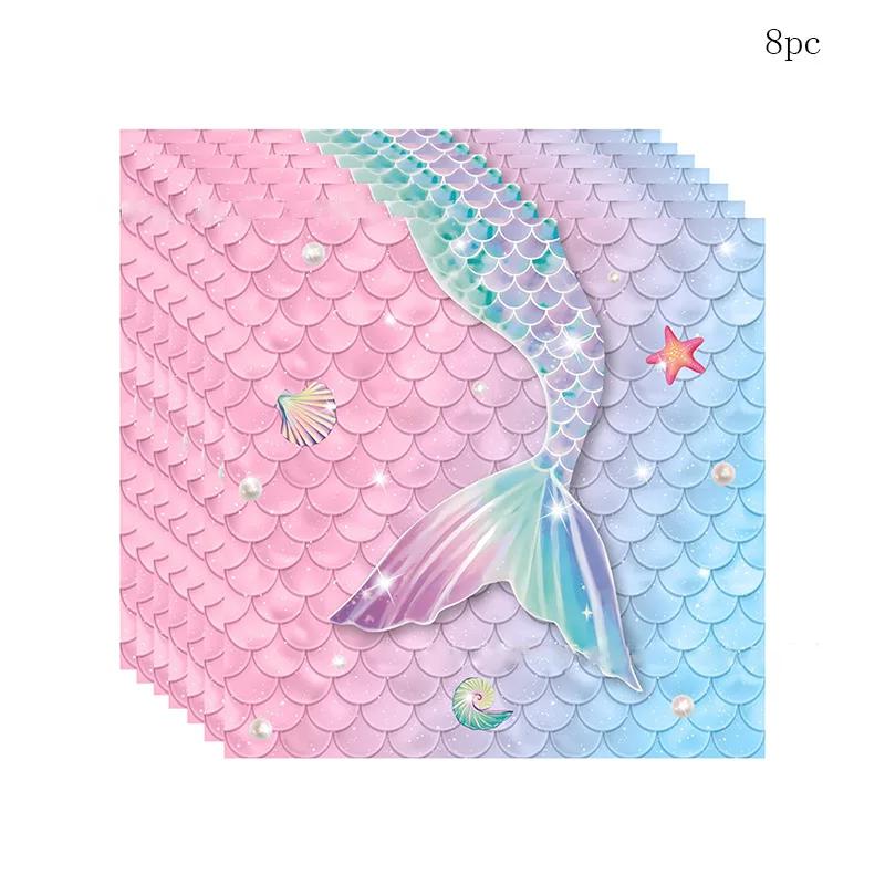 

Pink Blue Mermaid Tail Disposable Tablecloth Girls Mermaid Birthday Plates Cups Napkins Happy Girl Little Mermaid Birthday Decor