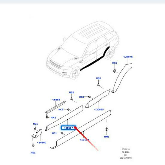 Front Door Trim Strip for 2014 Land Rover Range Rover Sport Bright Version (LR044133/LR044130)