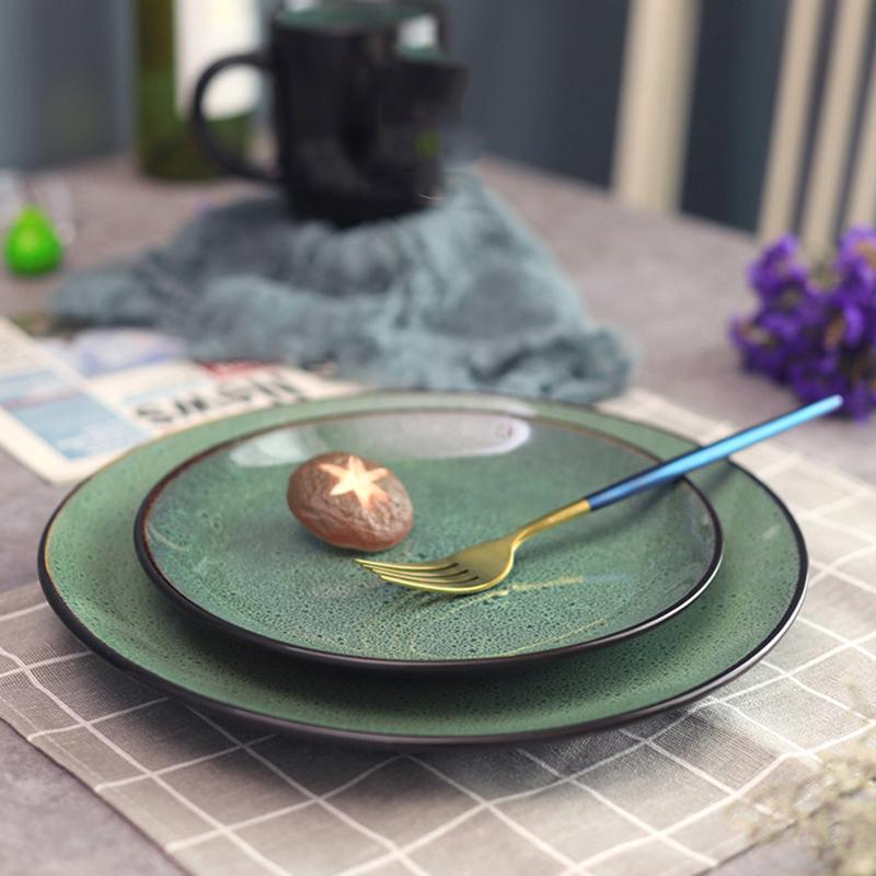 Ceramiczna miska na ryż, sałatkę, zupę w stylu skandynawskim, glazurowana piecowo, okrągłe naczynie, talerz obiadowy, zastawa stołowa, ceramiczny talerz restauracyjny