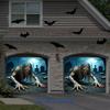 2D flat banner  Halloween Happy Garage Door Banner zombies long hair sharp claws blood mouth
