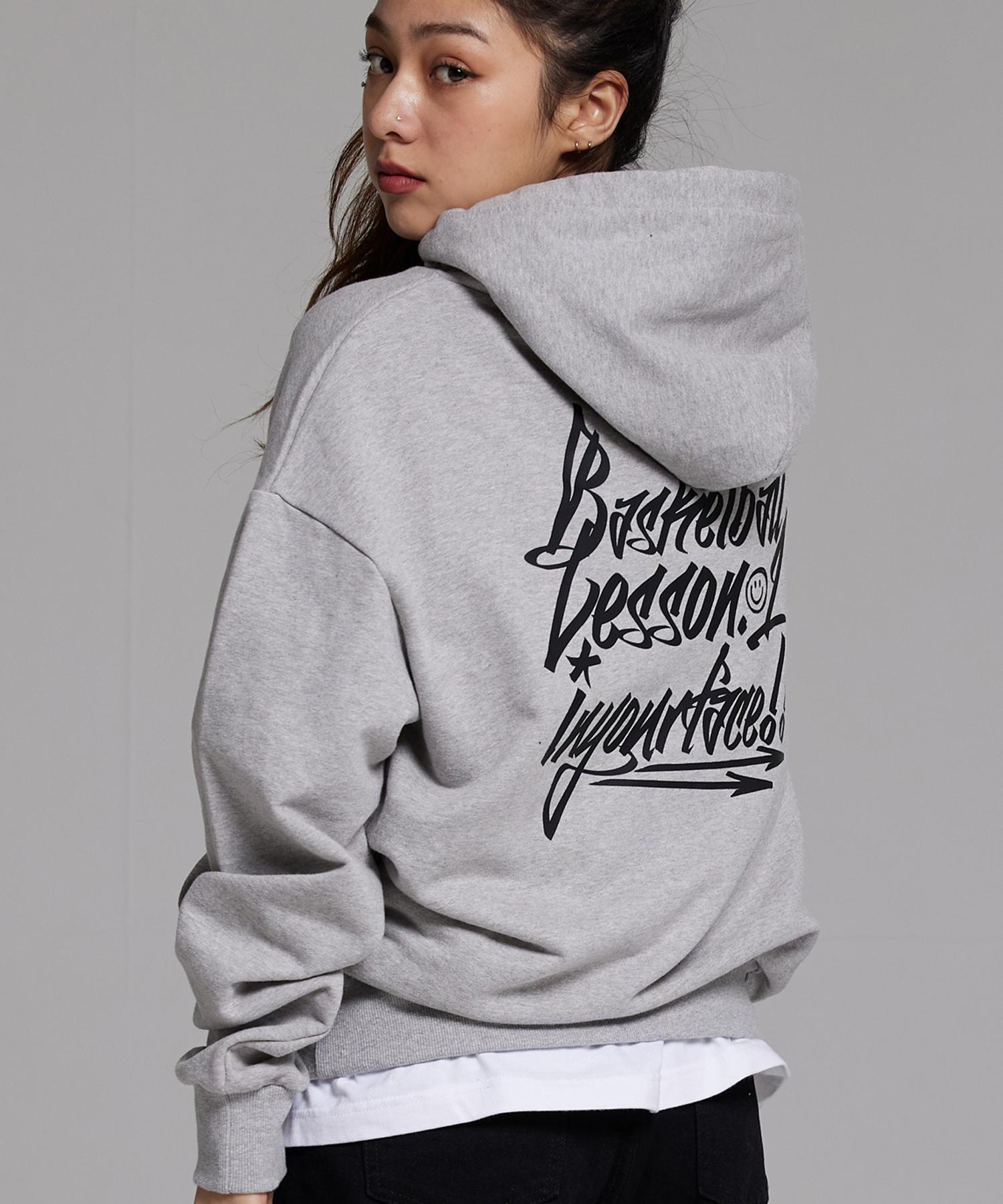 Cream Soda Lab Basketball Lesson.1 Natural Fit Hoodie Gray Black L