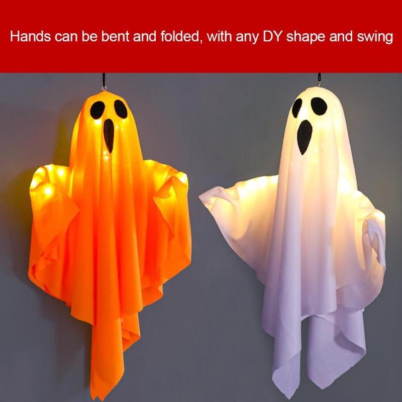 1-3Pcs Halloween Hanging LED Ghost Lights, Spooky Cute Ghost Ornaments, Indoor Bedroom Wall Decor, Outdoor Party Decorations
