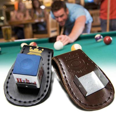Magnetische Kreidetasche, Kreidehalter aus Leder für Billard-Queue, magnetischer Gürtelclip, kompaktes und fein genähtes Billard-Zubehör