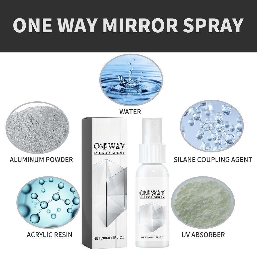 One Way Mirror Spray 30ml Single Sided Reflective Surface Cleaner for Glass Windows and Mirrors for Home Office Use