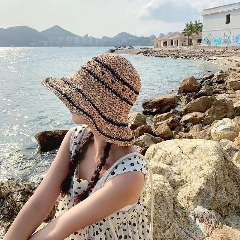 Straw hat production sunshade sunscreen travel vacation versatile foldable straw hat spring new hat women