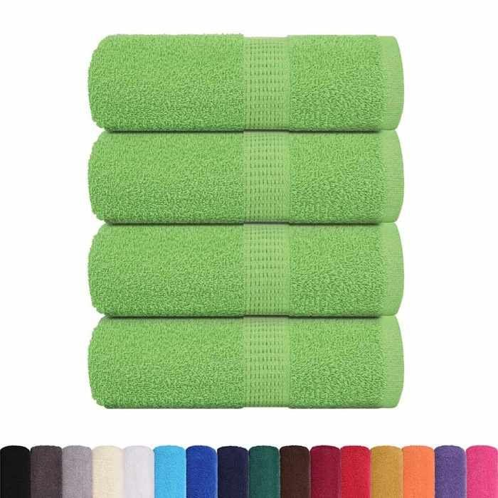 VidaXL Serviettes de toilette 4 pièces FROGN Vert pomme 30 x 30 cm 100 % coton 137017