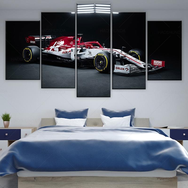 

5 штук Плакаты Alfa Romeo C39 F1 Гоночные автомобили Настенные рисунки Домашний декор Модульный холст HD Картины Украшения гостиной