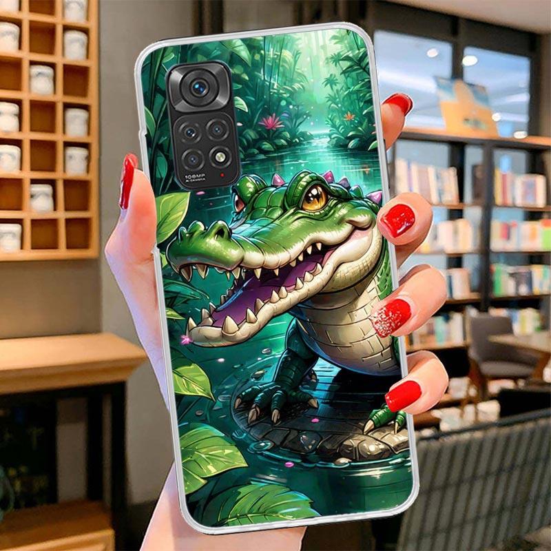 Crocodile Animal Cover Phone Case For Xiaomi Redmi Note 15 14 13 12 11 10 Pro Plus 14S 12S 11S 11T 11E 10S Soft Fundas Shell Red