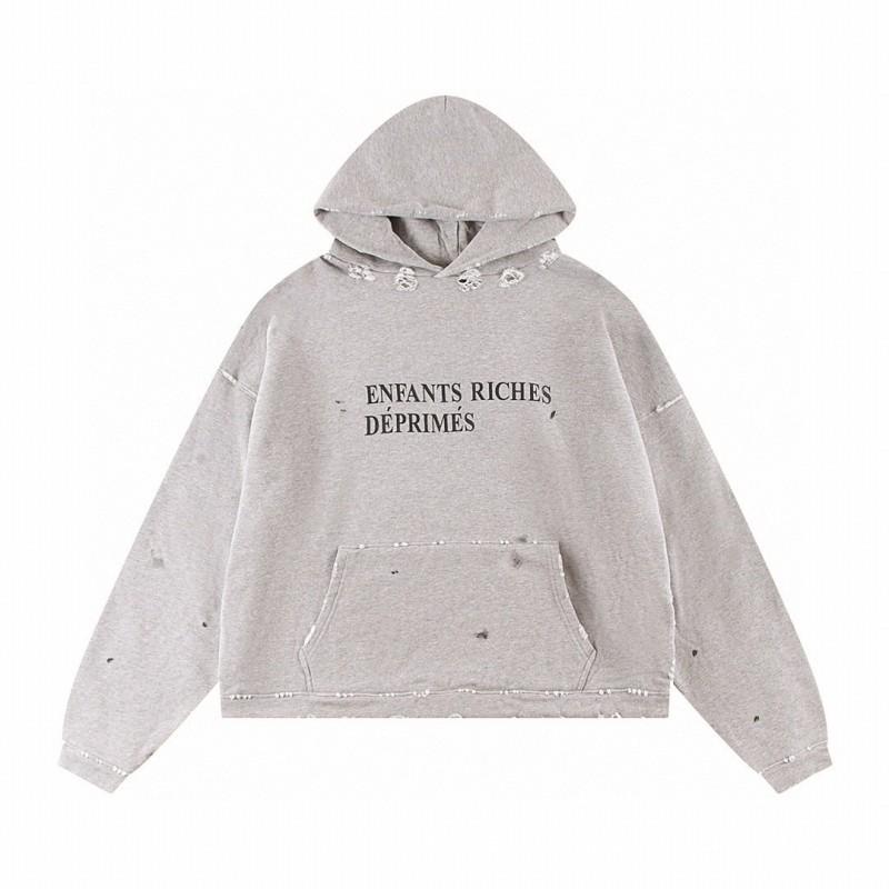 Mens Oversized Distressed Washed Hoodie With Letter Print Loose Fit Cotton Sweatshirt Fall