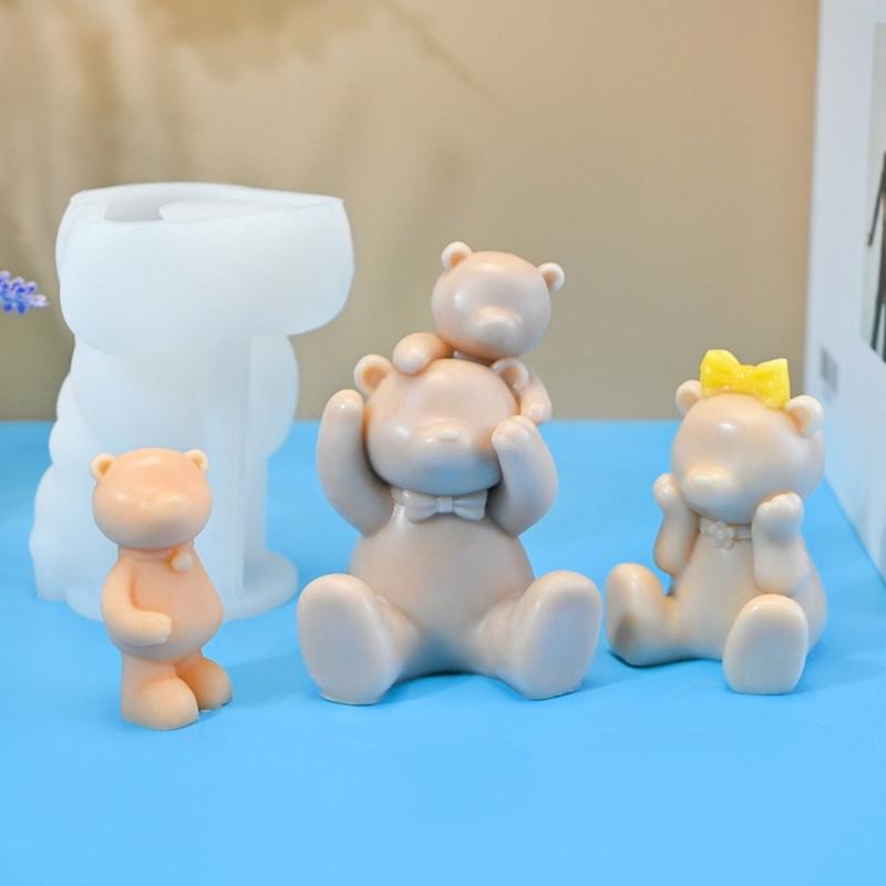 Multipurpose Adorable 3D Bear Sturdy Silicone Mold Portable for Resin Craft and Gypsum Figurines Home Decoration