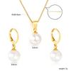 Delicate Pearl Necklace Earrings Set Butterfly Love Shell Pendant Necklace Stainless Steel Jewelry Set Women
