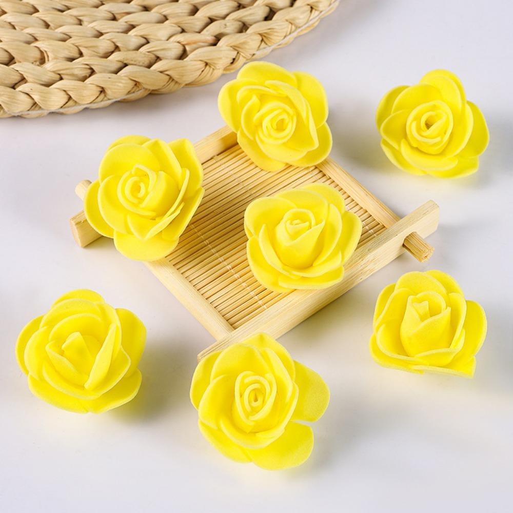 100/200Pcs Artificial Rose Flowers Heads 4cm Foam Fake Flowers For Home Room Decor Outdoor Garden Party Bride Wedding Decoration