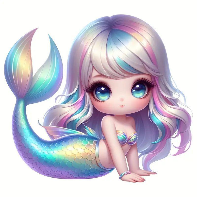 

New Acrylic Flat Mermaid Green Fresh Girl Cartoon Car Pendant Key Pendant Christmas Decoration Bag Pendant