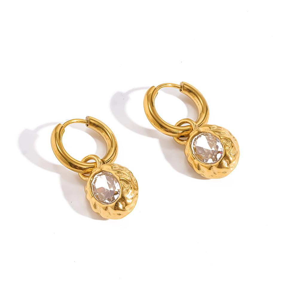 ins light luxury fashion hammer bag inlaid with oval zircon pendant earrings earrings simple versatile waterproof earrings
