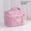 High-Capacity Quilted Floral Cosmetic Handbag