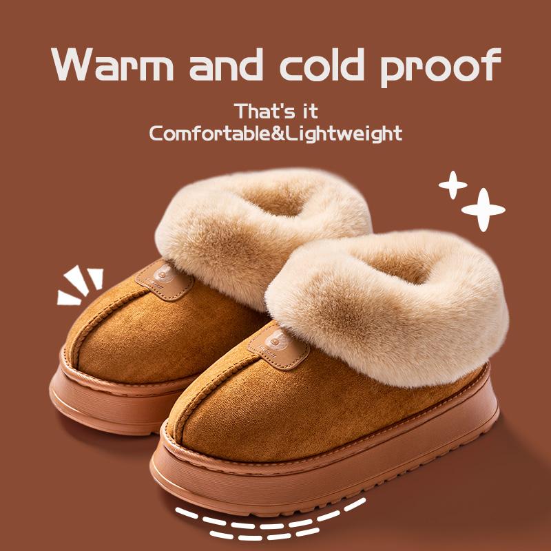 Cotton Slippers for Women Winter Snow Boots for Home and Indoor Warmth with Plush Thick Sole Couple Slippers