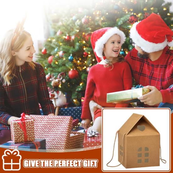 Cutie Cadou Căsuță Minunată de Crăciun Ambalaj Reutilizabil cu Tematică de Casă de Vacanță Cutie Decorativă de Păstrat Suveniruri Decorațiune de Iarnă pentru Casă