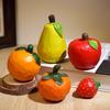 Hand Carved Wooden Fruit Mini Decor Apple Pear Persimmon Orange Strawberry Lucky Desktop Ornament