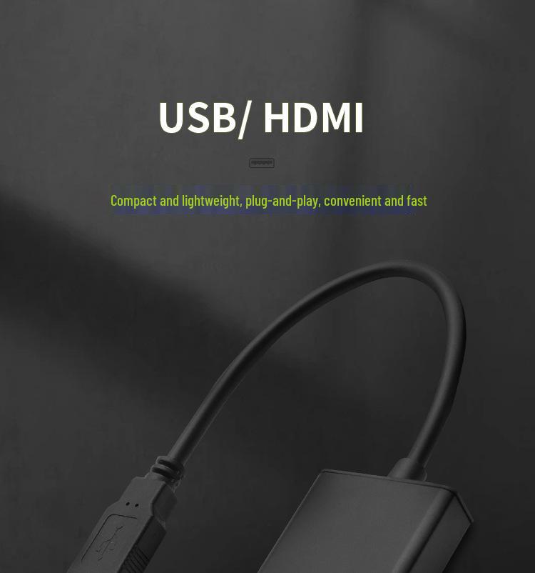 USB 2.0 To HDMI Adapter Cable, Aluminum Alloy, HD 1080P Extender