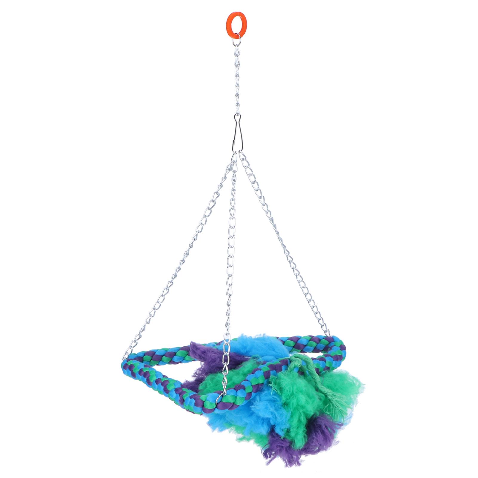 

Bird Parrots Swing Ladder Stand Cotton Rope Birdcage Hanging Chewing Biting Toys