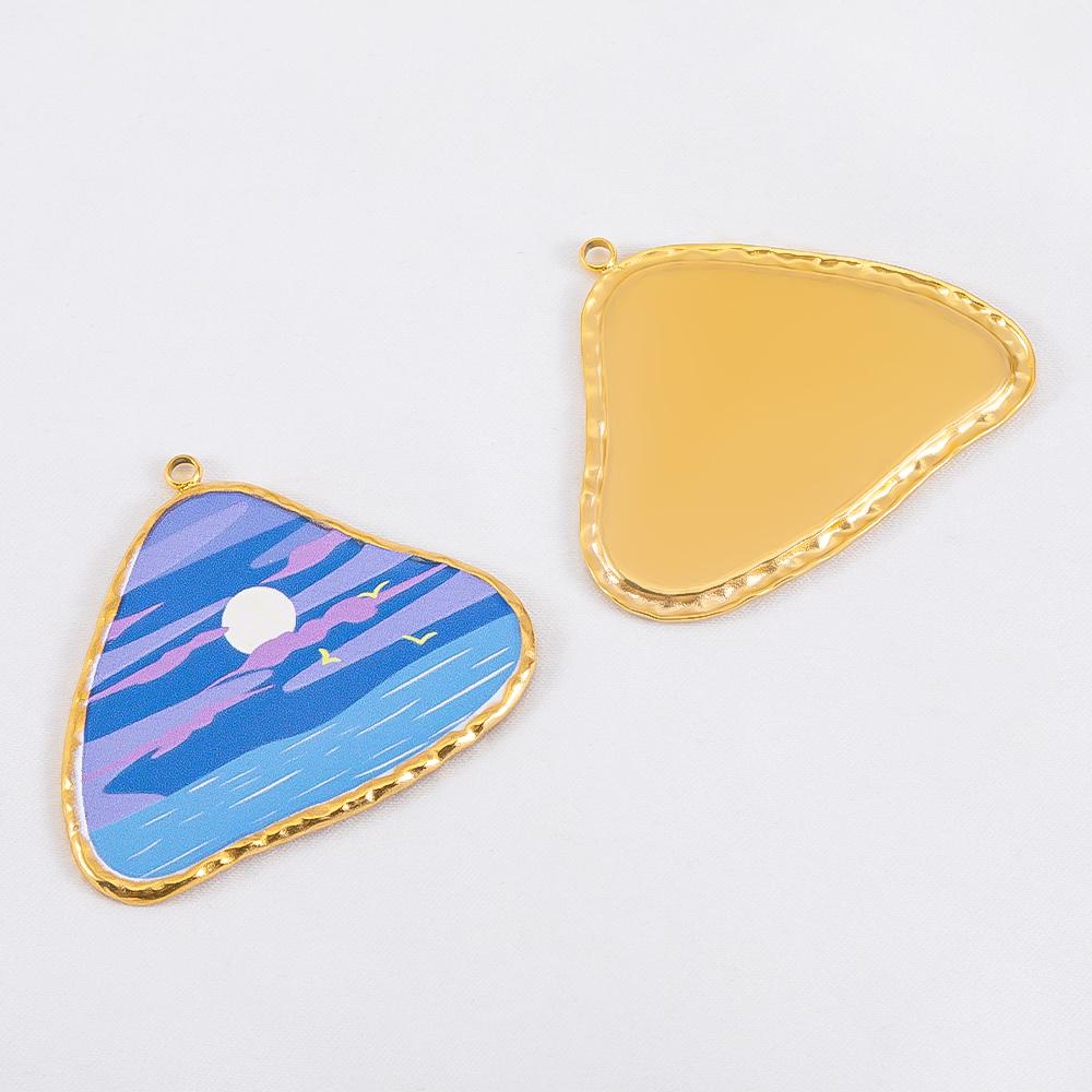 

Stainless Steel Pendants Multi-color Natural Scenery Sunrise And Sunset Print Pendants Suitable For DY Necklace Jewelry Making 2pcs