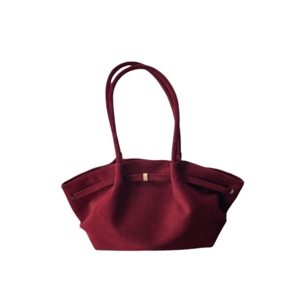 Matte Finish Underarm Bag Large Capacity Vintage Velvet Tote Bag Inner Pocket Suede Material Shoulder Bag Casual Commuting
