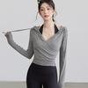 Autumn hooded yoga clothes slim and thin yoga sports tops tight training long sleeves fitness clothes
