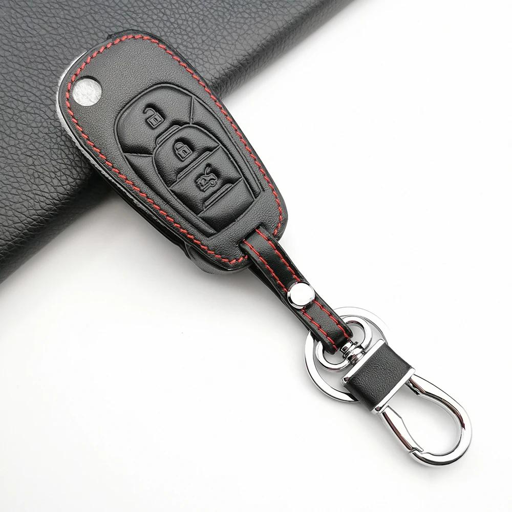 100% Leather Car Key Cover Case Protection For Chevrolet For Cruze Spark Camaro Volt Bolt Trax Malibu Car Styling Accessories
