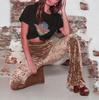 2026 Spring/Autumn Women's High-waisted Micro-flare Velvet Trousers - European & American Fashion
