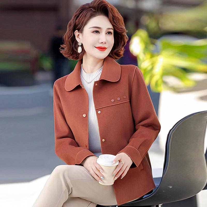 2025 Spring Woolen Coat for Middle-Aged Women - Stylish Short Top for Moms in Their 40s and 50s