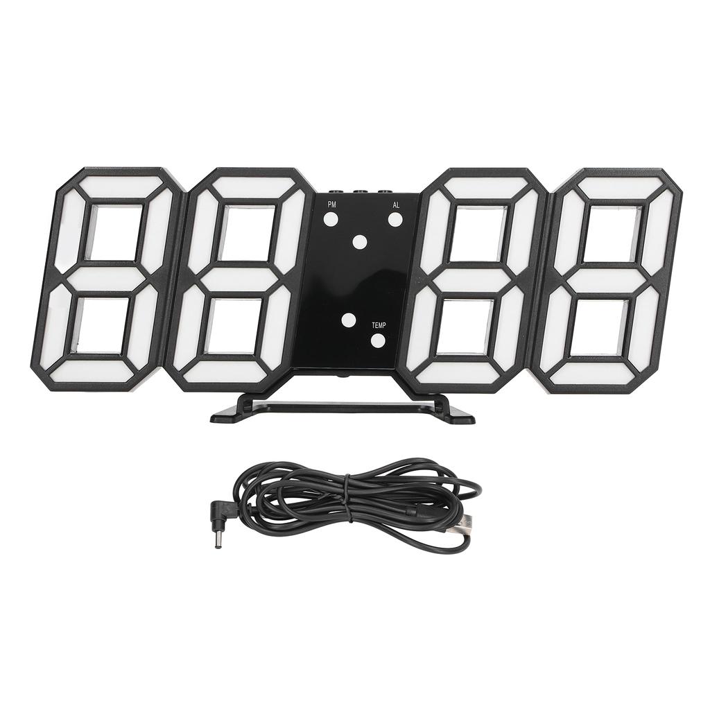 3D LED Digital Clock Intelligent Voice Control Time Date Temperature Display Automatic Brightness Adjustment Clock