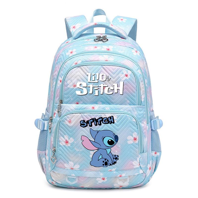 Teen Girl Student Schoolbag with Stitch Pattern Printed Backpack, Children's Large-capacity Schoolbag, Cute Cartoon