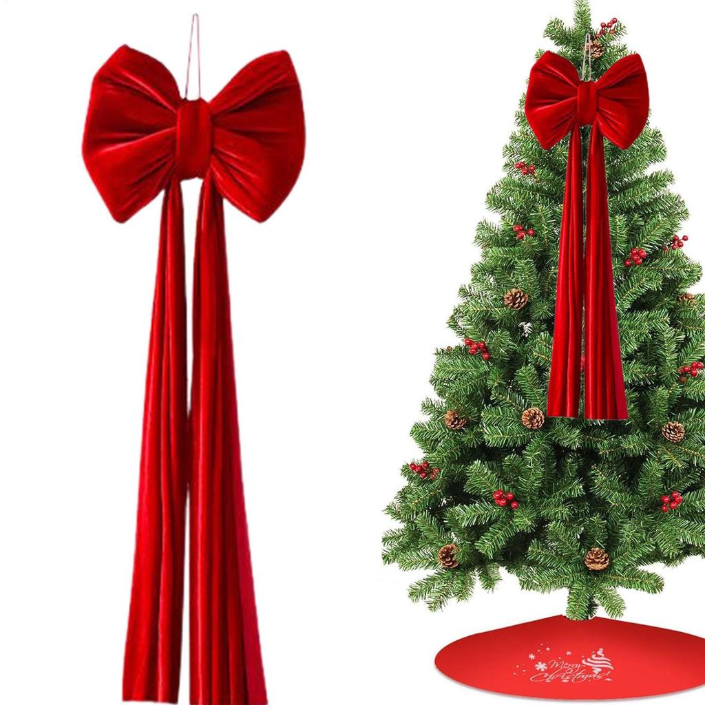 Riesige Schleife für den Weihnachtsbaum, große wiederverwendbare Ornamente, riesige Weihnachtsbaumschleife für den Innenbereich, Haustür, Treppenhaus, Zaun