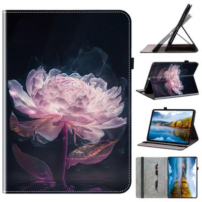 Custodia a portafoglio a libro in pelle PU con motivo dipinto a fiori di cristallo per Samsung Tab A 10.1/A 8.0/Tab S6 Lite/Tab S7/S8/S9/Tab A7/Tab A8/Tab A9..