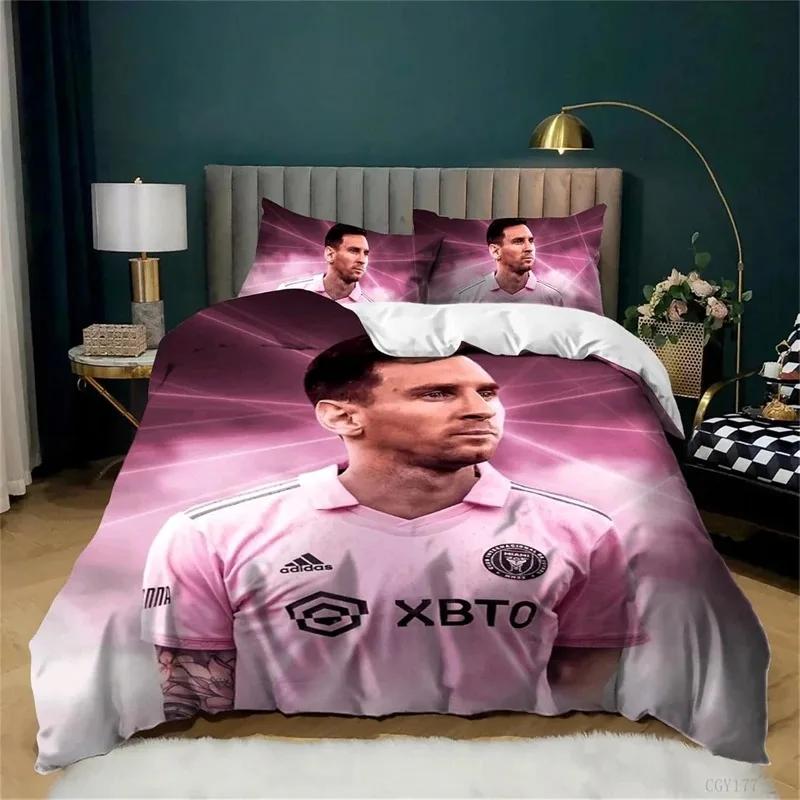 3D Football Star No.10 Bedding Set Teen Boys 3 Pieces Soccer Star Duvet Cover Set Soft And Breathable Comforter Cover Zipper