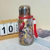 Chinese Style Rose Peony Insulated Cup with Lanyard, Large Capacity, Portable, Tea Separation Feature, Exquisite Stew Pot Design