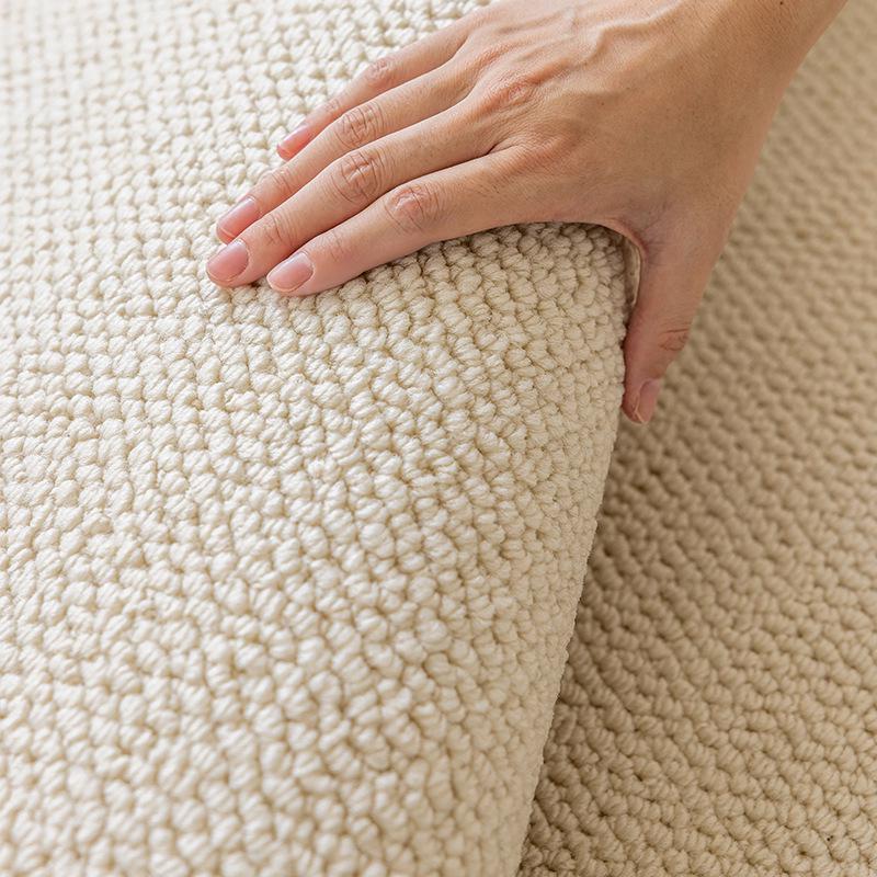 Cream Solid Color Anti-Scratch Bedroom Carpet - Thick Woven Imitation Sisal Floor Mat for Photography & Sound Insulation