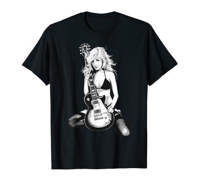 Sexy Guitar Girl Music Fan Rocker Rock'n'Roll Men's Women's T-Shirt