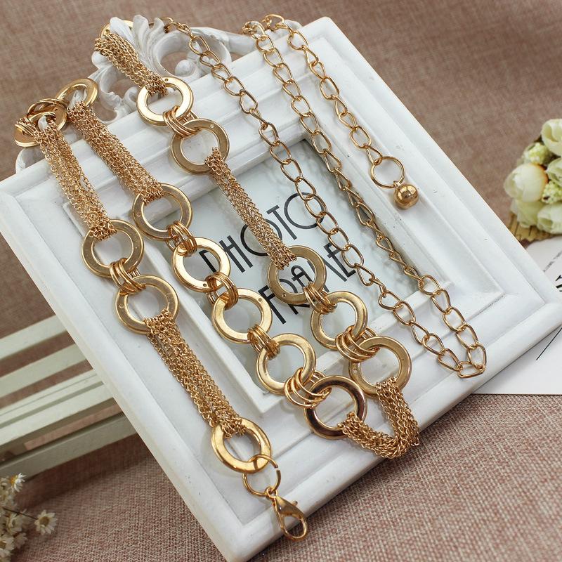 Gold Thin Belt Women'S Accessories Dress Women'S Metal Ring Decorative Waist Chain