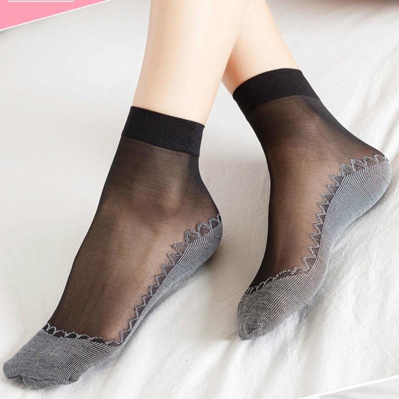 10 Pairs/Bag Velvet Silk Women Socks Cotton Bottom Soft Non Slip Sole Massage Wicking Slip-resistant
