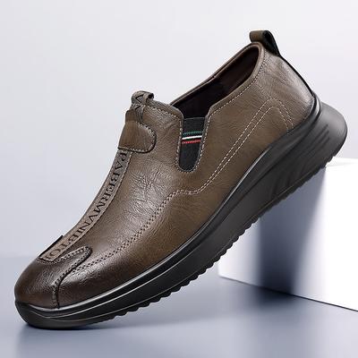 New Men's Casual Leather Shoes Trendy Men's Shoes Wear-resistant Soft Sole Soft Surface One-pedal Sports Shoes