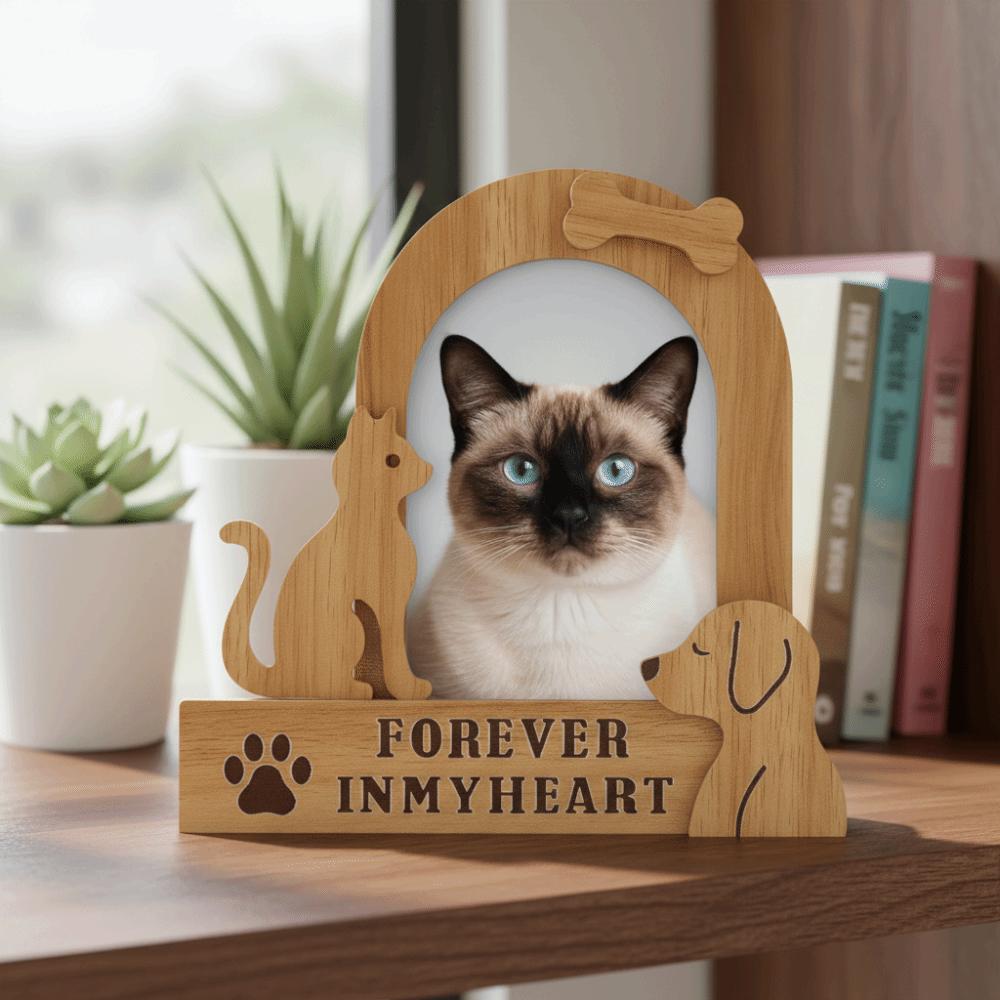 Wood Pet Photo Frame Dog/Cat Shape Photo Album Frame Cat Keepsake Frame  Home Decor