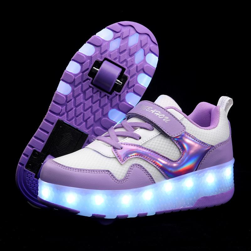 Двухколесные беговые туфли Детские светящиеся роликовые коньки для мальчиков и девочек с подсветкой Колеса обувь 40