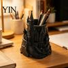 Unique Pen Stand Castle Shape Holder, 3D Printed Desk Organizer for Pens, Pencils, Carved Holder Makeup Brushes, Decorative Pencil Storage Cup