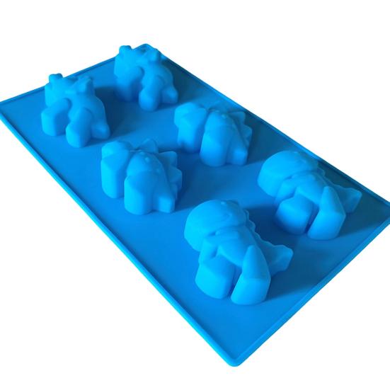 Dinosaur Chocolate Mold 6-Cavity Non Stick Silicone Ice Cube Tray Flexible Jelly Ice Cube Molds High Low Temperature Cheesecake Pudding Molds