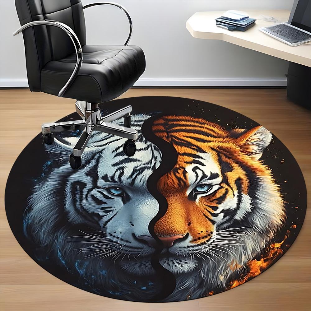 1pc Tiger Yin Yang Carpet, Round Non Slip Durable Large Size Office Carpet, Suitable for Office