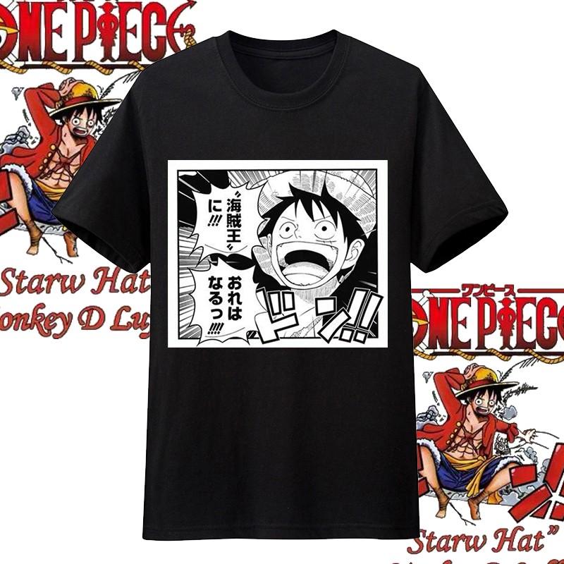 One Piece Anime Straw Hat Member Printing Oversized Cotton Tshirt Men and Women Comfortable Y2K Childrens Clothing Summer Tees