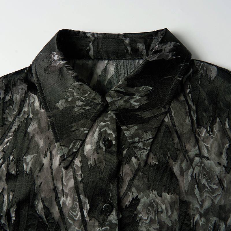 Northern Deer Goddess Festival French Style Sheer Pointed Collar Women's Shirt (Spring/Summer) 265032